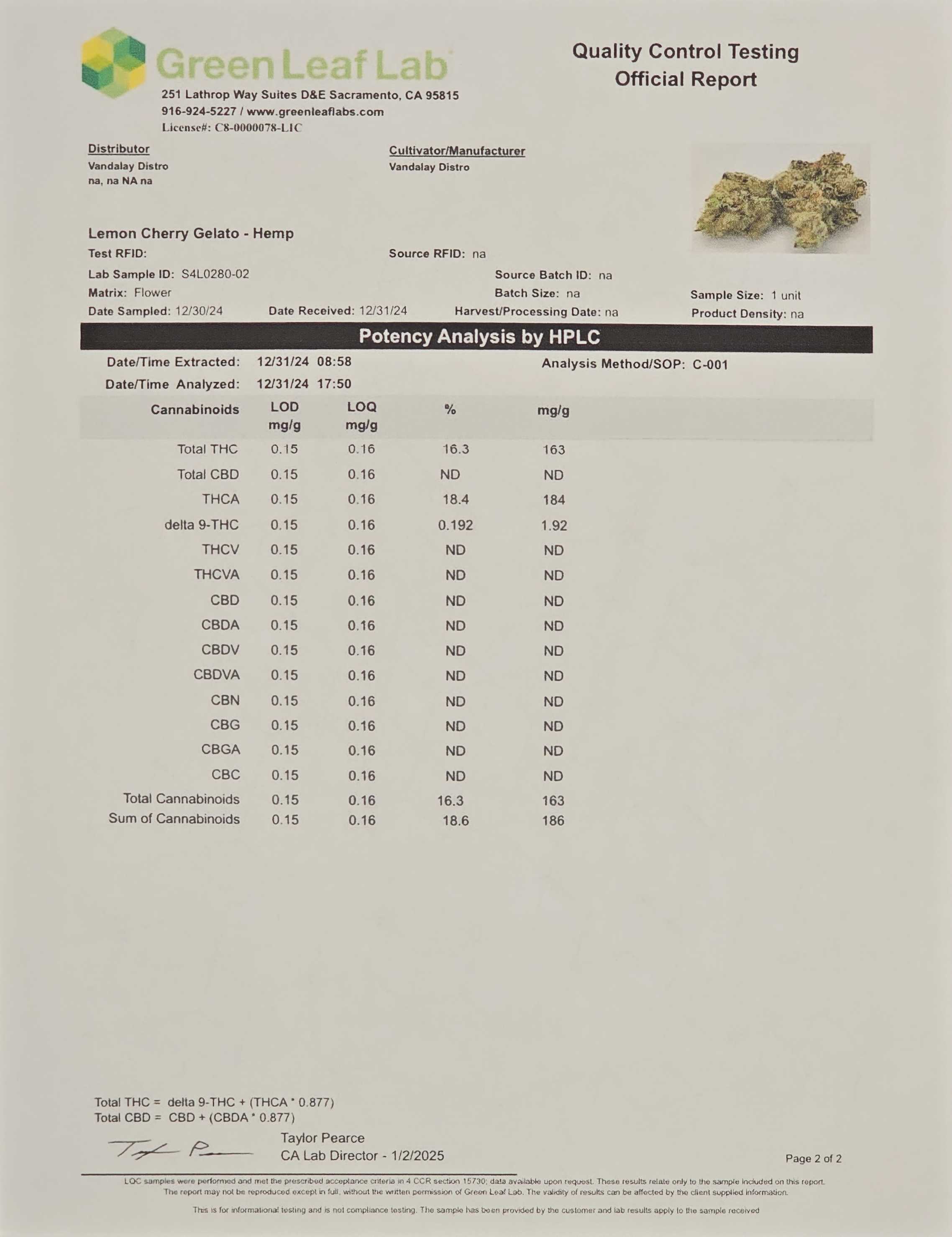 DRR - Flower THCA 3.5g - Lemon Cherry Gelato