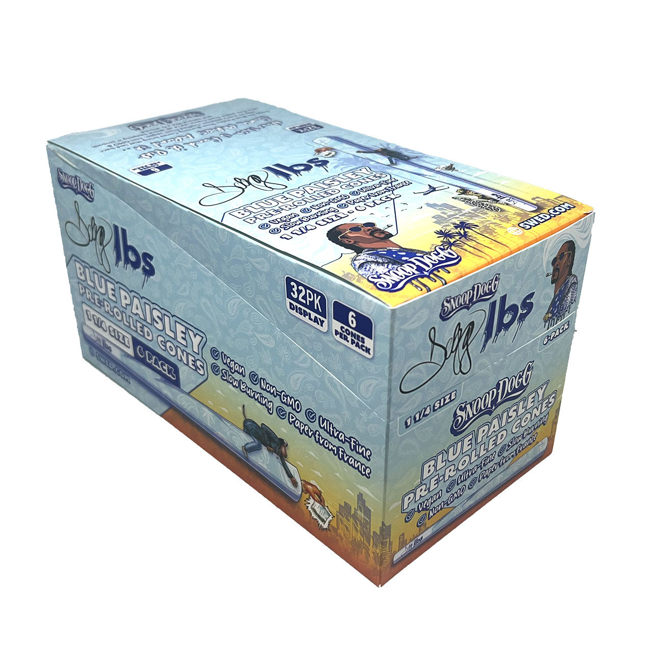 Dogg lbs - Prerolled Cones Blue Paisley - 1 1/4 - 6ct - 32pk Display