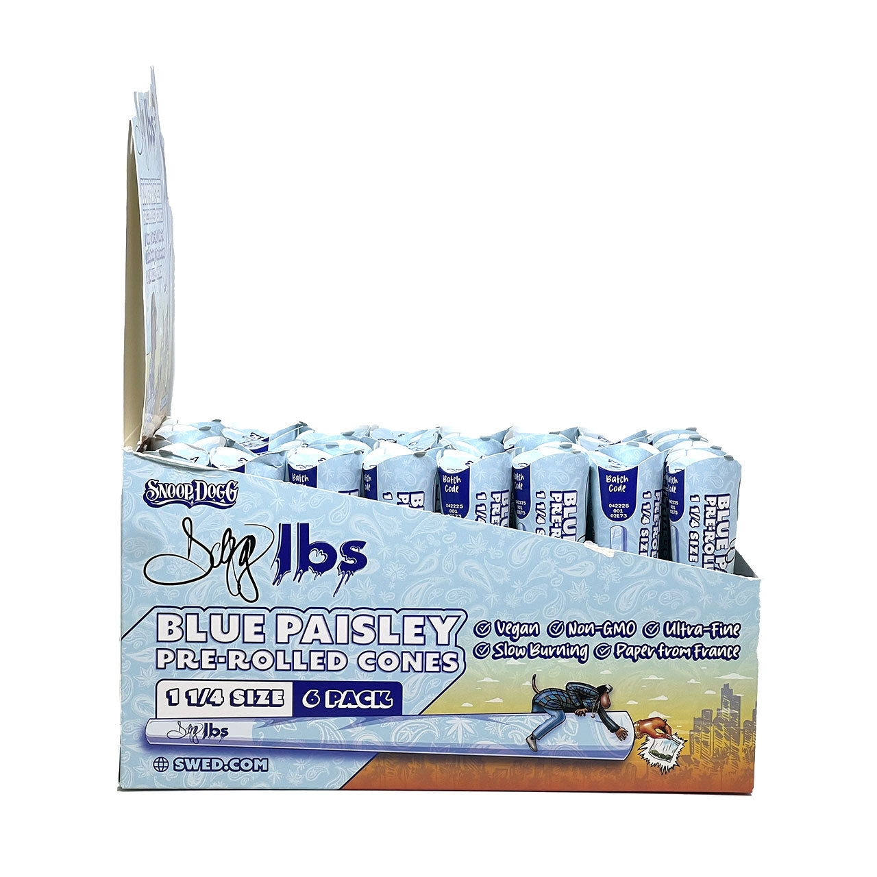 Dogg lbs - Prerolled Cones Blue Paisley - 1 1/4 - 6ct - 32pk Display