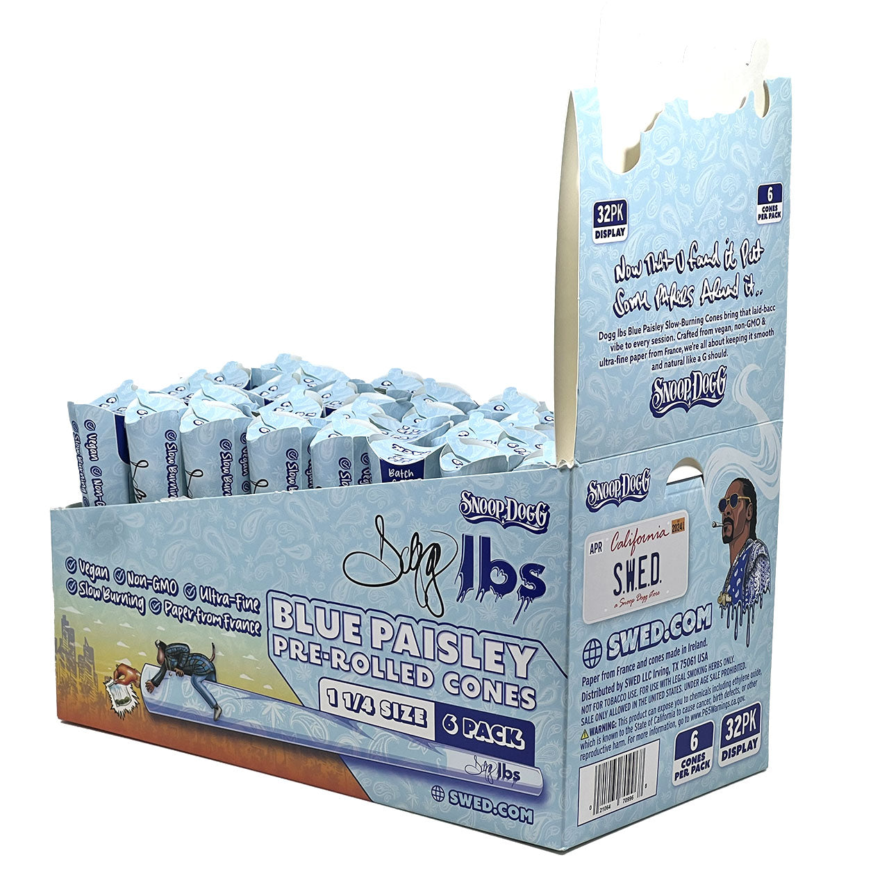 Dogg lbs - Prerolled Cones Blue Paisley - 1 1/4 - 6ct - 32pk Display