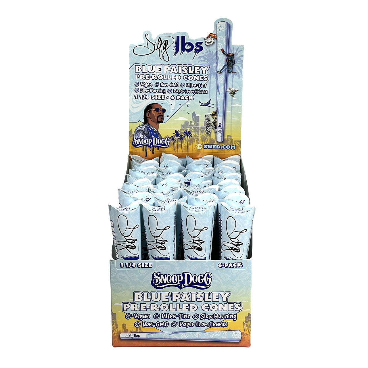 Dogg lbs - Prerolled Cones Blue Paisley - 1 1/4 - 6ct - 32pk Display