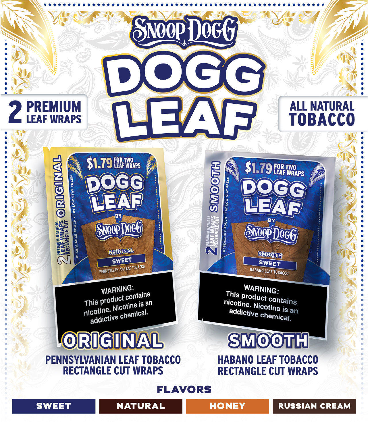 Dogg Leaf - Premium Natural Leaf Wraps (2pk) - Display of 15