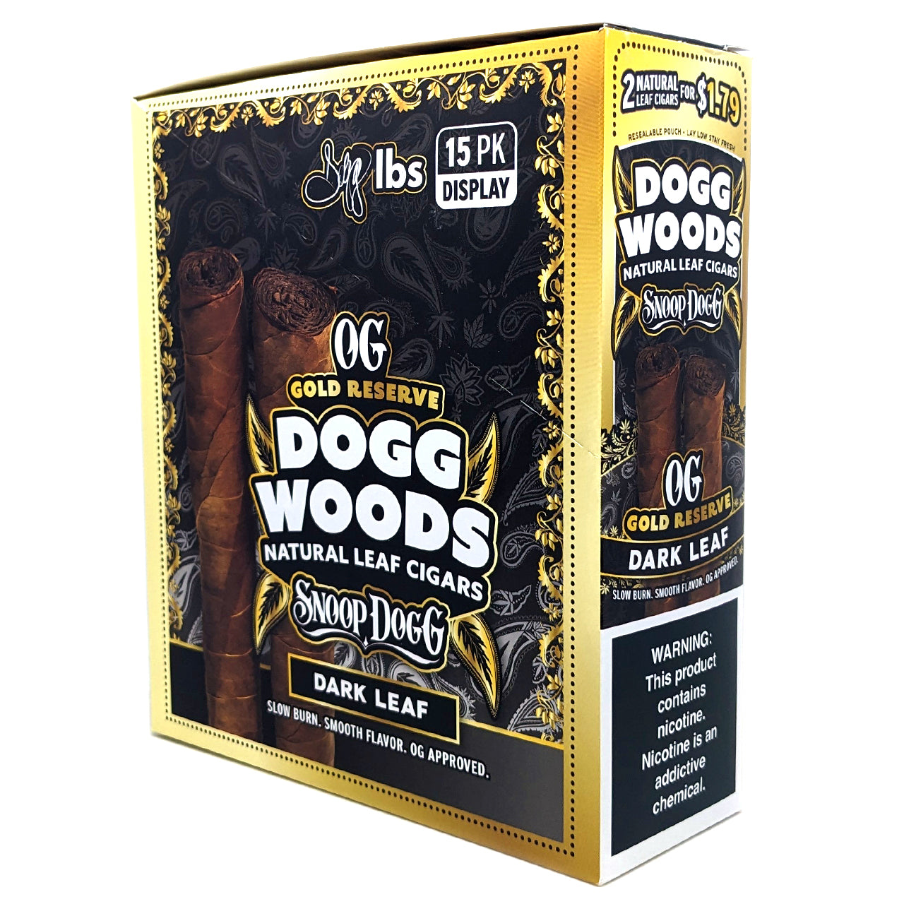 Dogg Woods - OG Gold Reserve Leaf Cigars (2pk) [Pre-Priced] - Display of 15