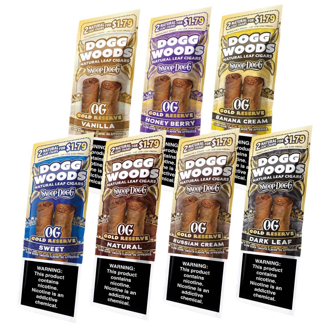 Dogg Woods - OG Gold Reserve Leaf Cigars (2pk) [Pre-Priced] - Display of 15
