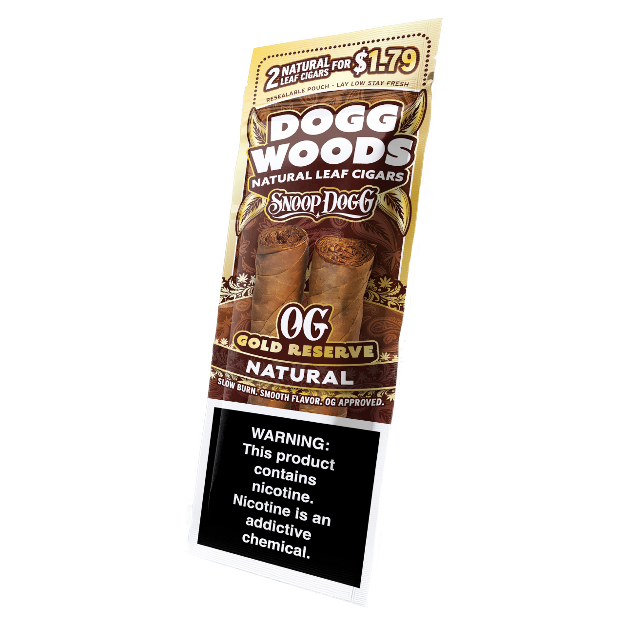 Dogg Woods - OG Gold Reserve Leaf Cigars (2pk) [Pre-Priced] - Display of 15