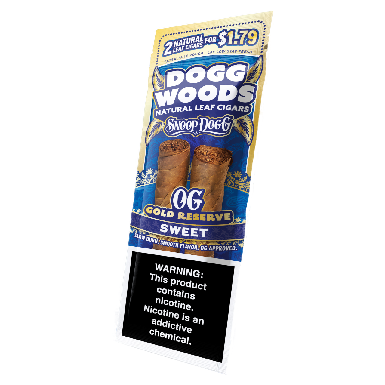 Dogg Woods - OG Gold Reserve Leaf Cigars (2pk) [Pre-Priced] - Display of 15