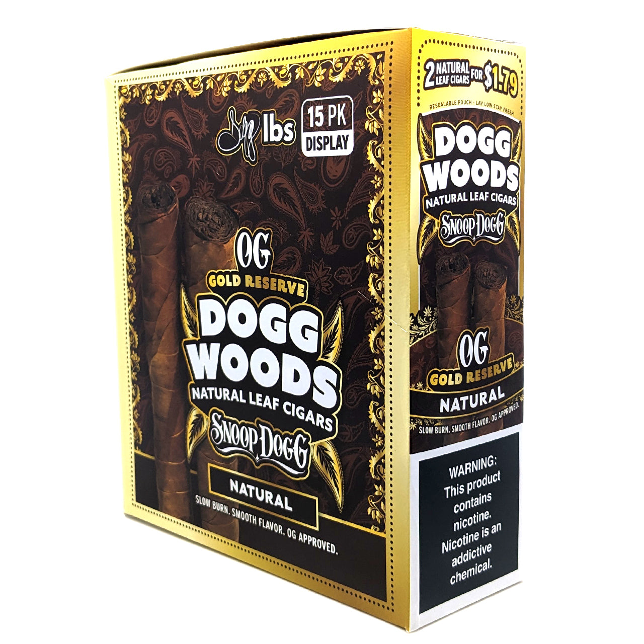 Dogg Woods - OG Gold Reserve Leaf Cigars (2pk) [Pre-Priced] - Display of 15