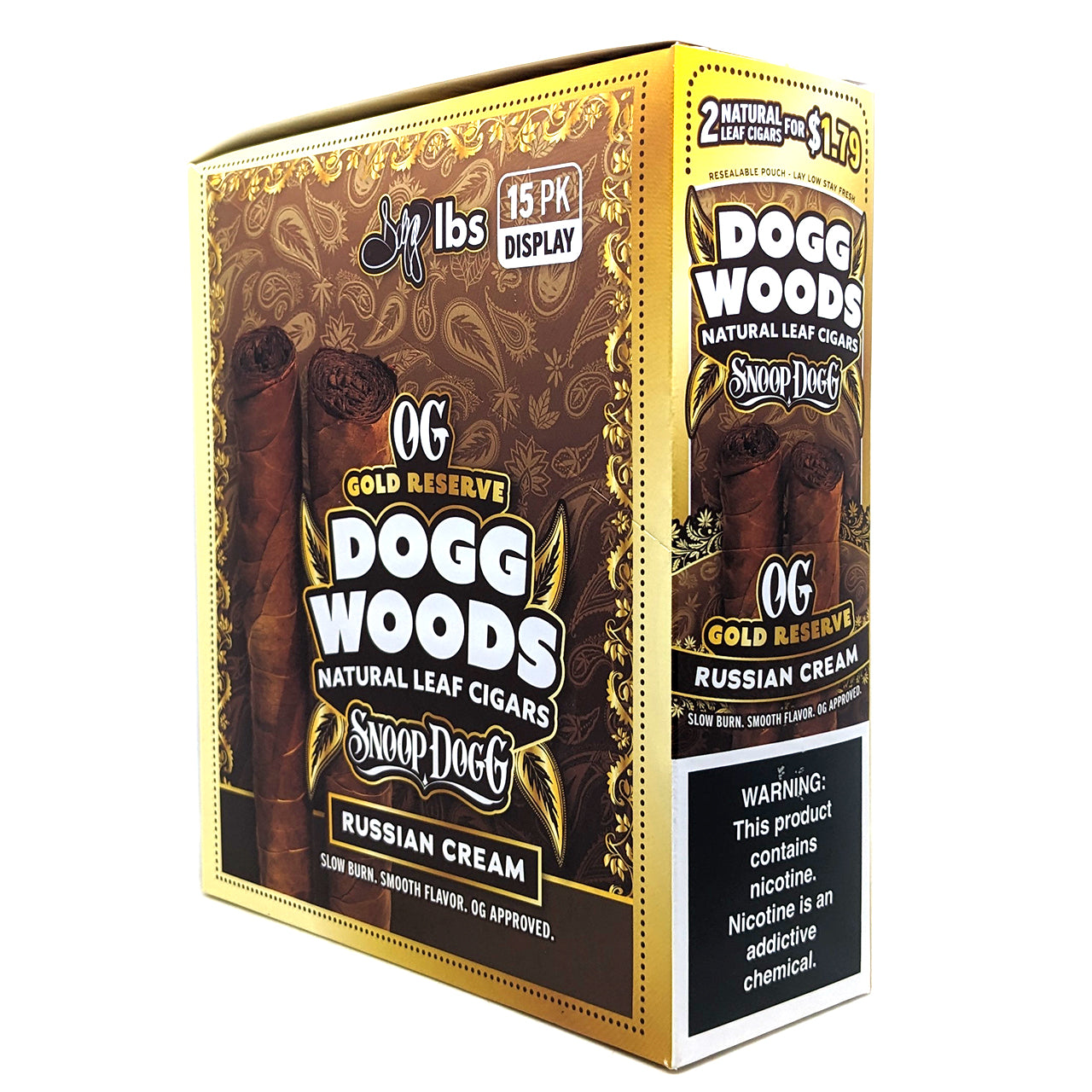 Dogg Woods - OG Gold Reserve Leaf Cigars (2pk) [Pre-Priced] - Display of 15