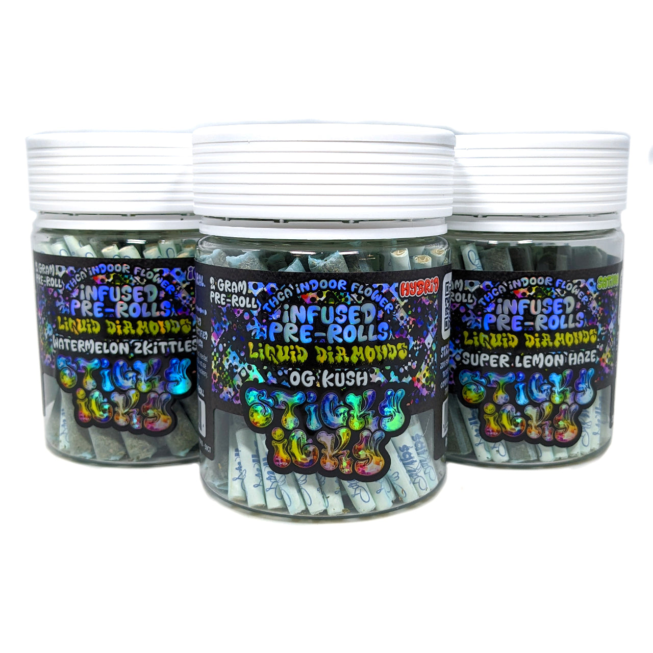 Sticky Icky - THCA Pre-Rolls with Liquid Diamonds 2g - Jar of 50
