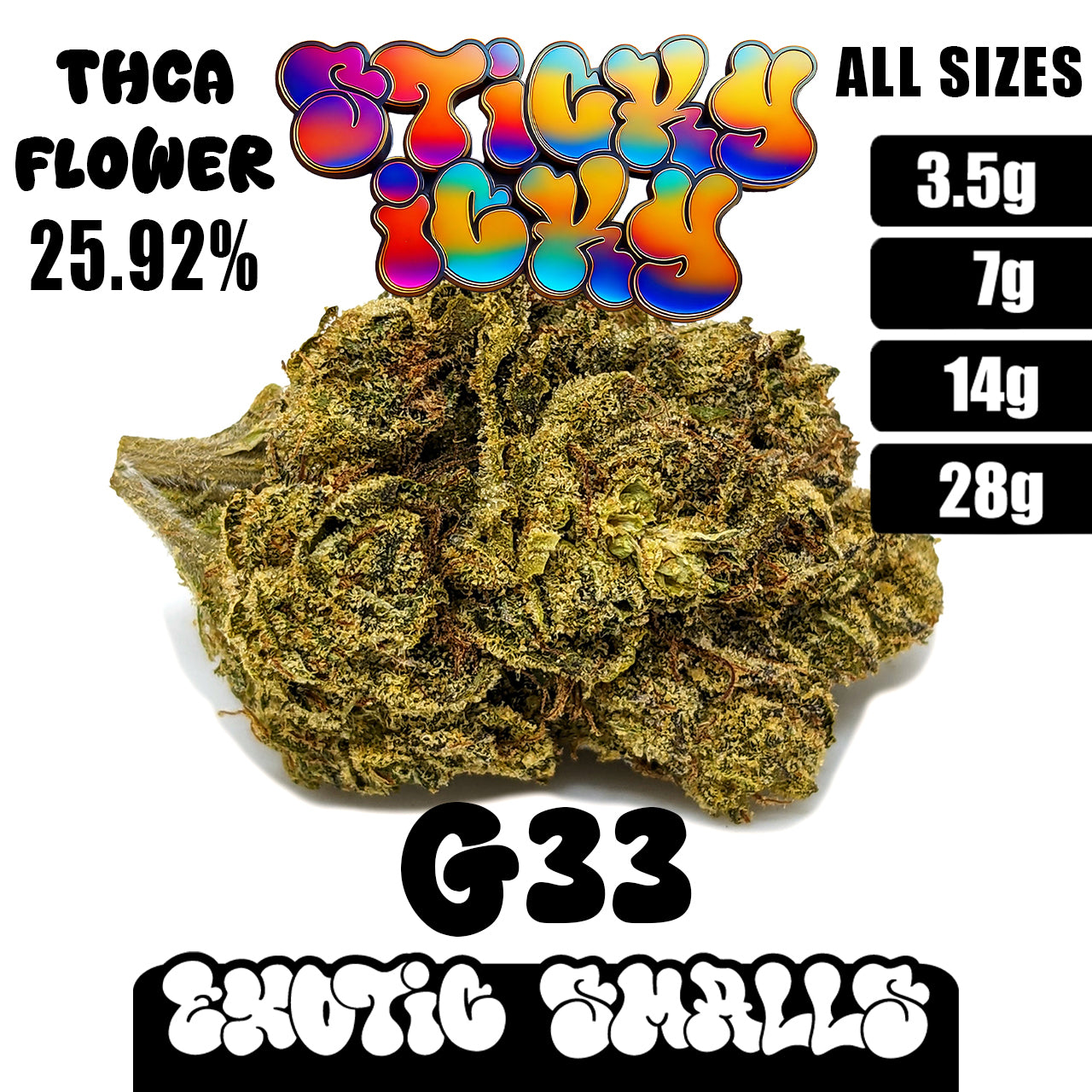 Sticky Icky - THCA Exotic Smalls Flower - G33 [Indica]
