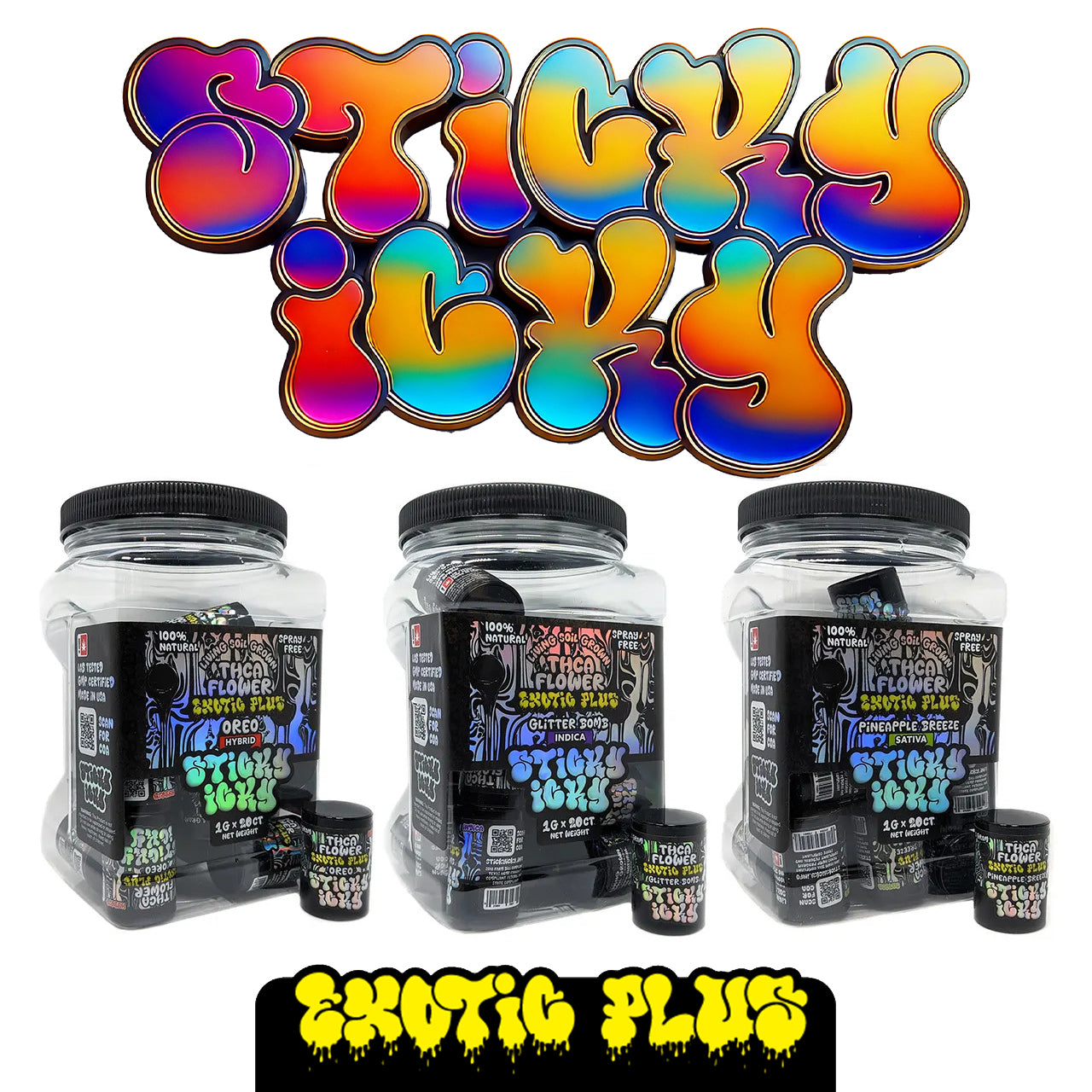 Sticky Icky - THCA Exotic Plus Flower 1g - Jar of 20