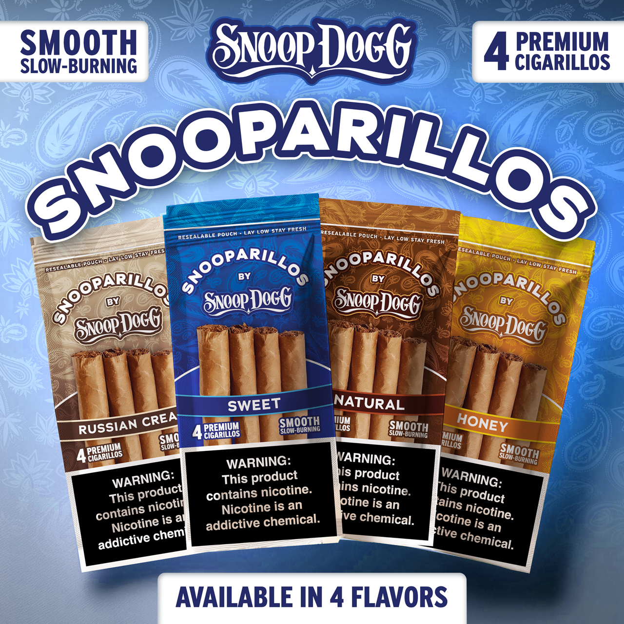 Snooparillos - Slow Burning Cigarillos (4pk) - Display of 15